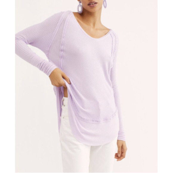 Free People Sweaters - Free People Purple Oversized Waffle Knit Thermal